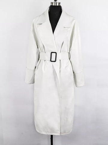 S-7XL Plus Size Faux Leather Trench Coats