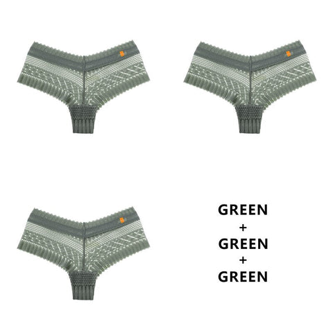 3PCS/Set Panties Lace Low-waist Briefs Female Breathable Embroidery Underwear G String Underpant Lingerie