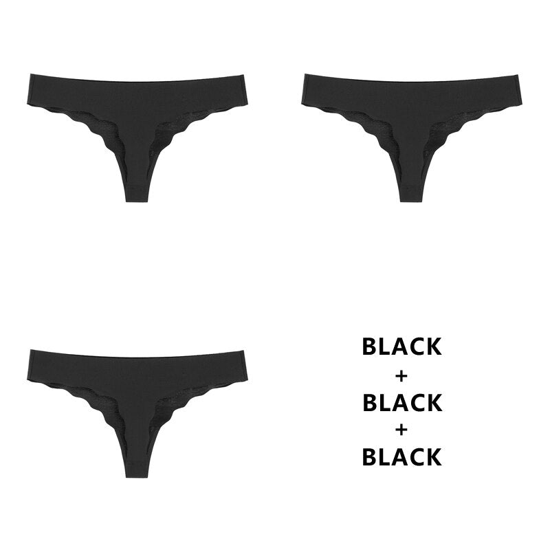 3PCS/Set Panties G-String Lingerie Seamless Briefs Female T-Back Low-Rise Thong Comfort Intimates Underwear