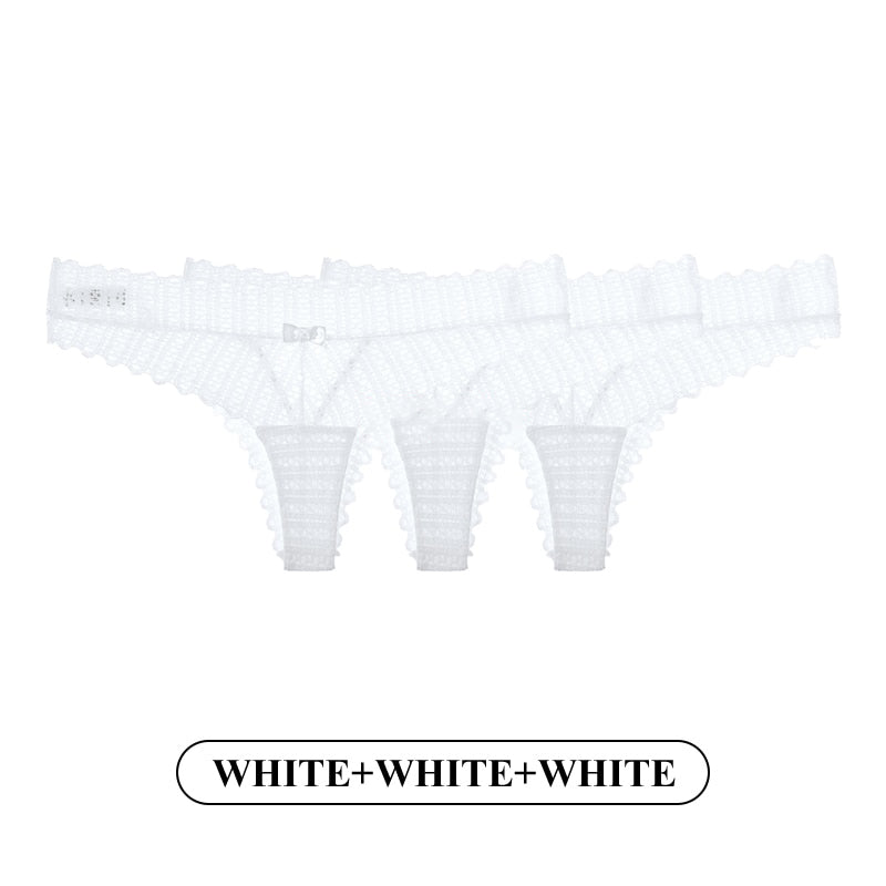 3 Teile/satz Spitze Höschen Low-taille G String Tanga Unterwäsche Weibliche Aushöhlen Transparent Versuchung Dessous