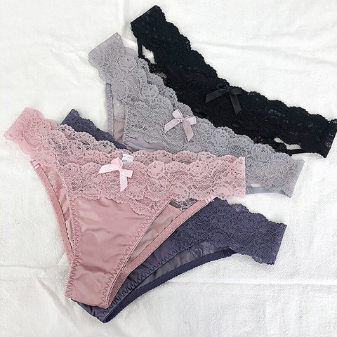 3Pcs/Lot Lace Panties Low-waist Underwear Female G String Thong Lingerie Temptation Hollow Out Intimates