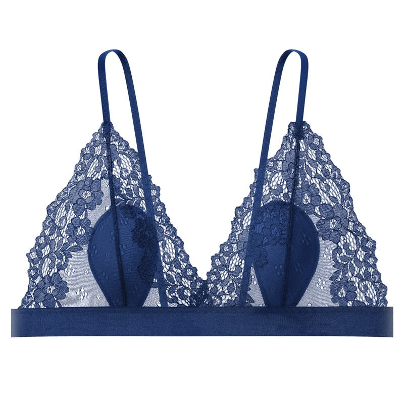 Französische ultradünne Bralette, einfarbige Spitzenunterwäsche, atmungsaktiver, kabelloser Damen-BH, nahtlose Dessous