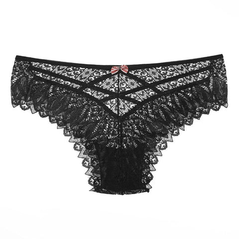 Panties Lace Underwear Low-Waist Thong Hollow Out G String Briefs Solid Comfortable Female Lingerie