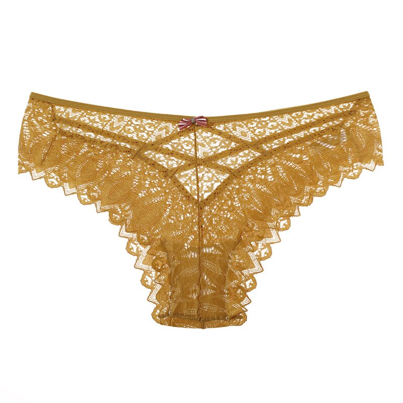 Panties Lace Underwear Low-Waist Thong Hollow Out G String Briefs Solid Comfortable Female Lingerie