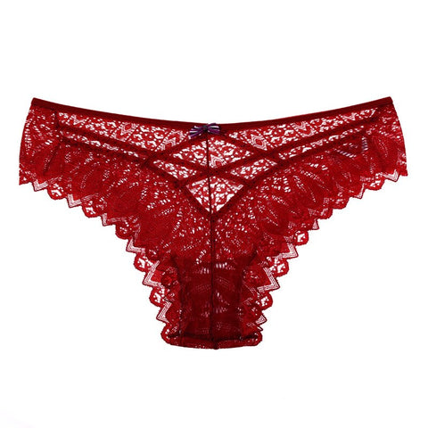 Panties Lace Underwear Low-Waist Thong Hollow Out G String Briefs Solid Comfortable Female Lingerie