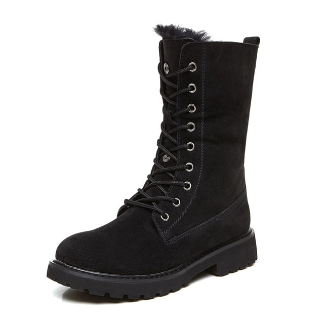 Winter-Schneestiefel aus echtem Leder mit warmer Innenseite