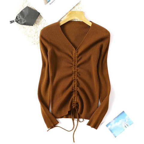 Spring Autumn Lace Up Sweaters