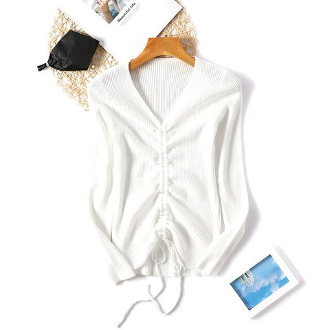 Spring Autumn Lace Up Sweaters