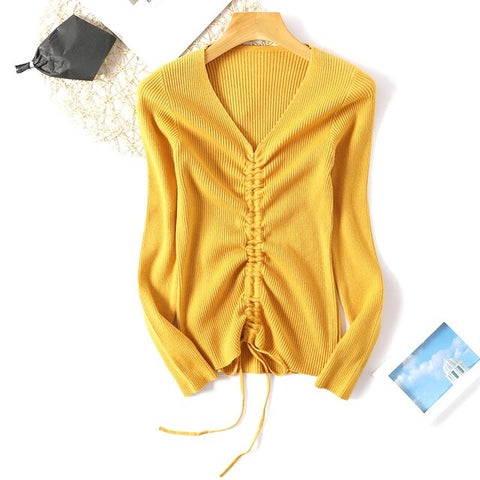 Spring Autumn Lace Up Sweaters