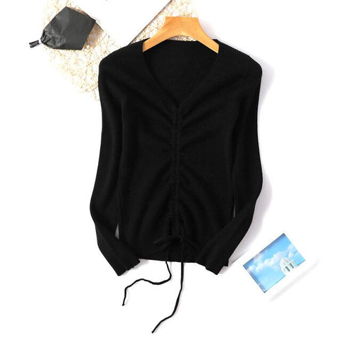 Spring Autumn Lace Up Sweaters