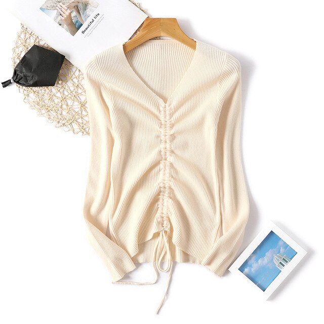 Spring Autumn Lace Up Sweaters