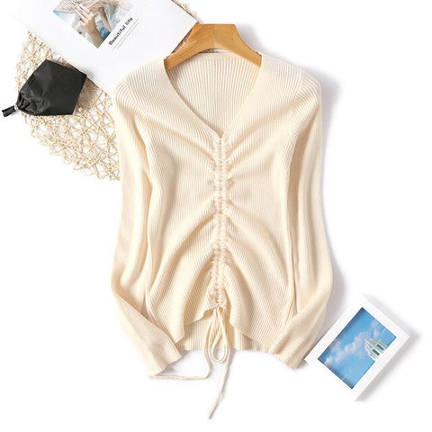 Spring Autumn Lace Up Sweaters