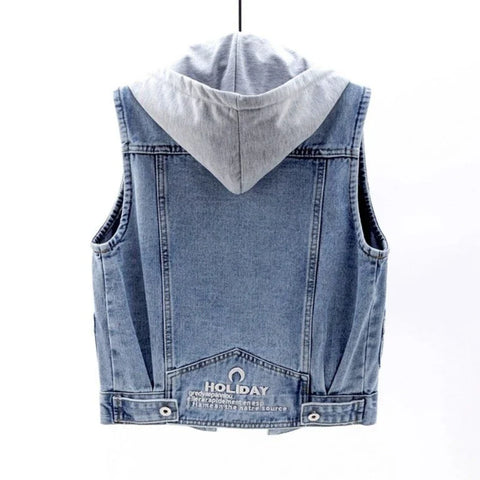 Sleeveless Denim Hooded Jackets