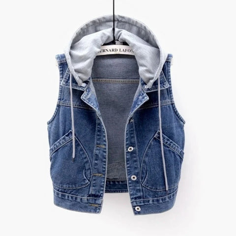 Sleeveless Denim Hooded Jackets