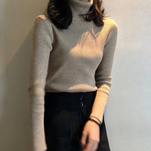 Soft Plain Turtleneck Sweaters