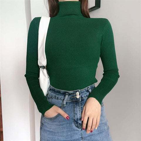 Soft Plain Turtleneck Sweaters