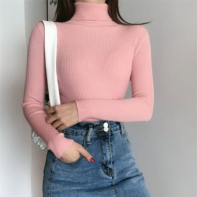 Soft Plain Turtleneck Sweaters