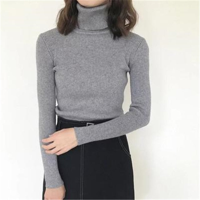 Soft Plain Turtleneck Sweaters