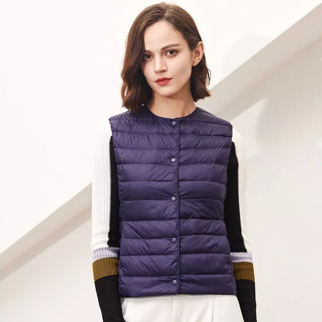 Soft Ultralight Sleeveless White Duck Down Vest