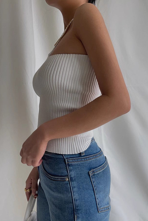 One Shoulder Ribbed Crop Tank Top