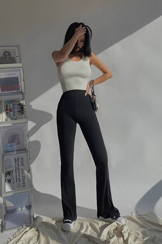 Zip Detail Flared Leg Pants