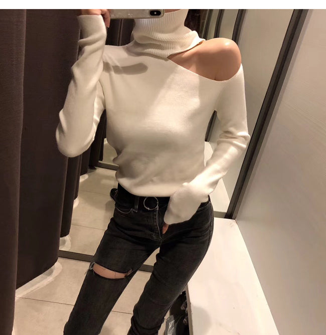 Turtleneck Open Shoulder Sweaters