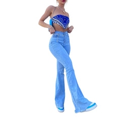 Valentina High Rise Flare Jeans - Light Blue Wash