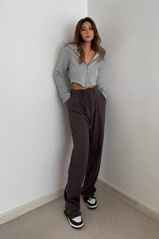 Drawstring Waist Straight Leg Pants