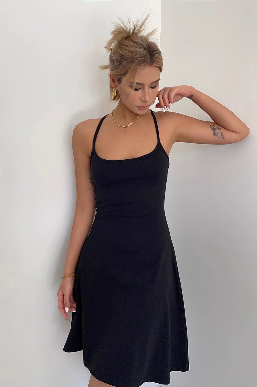 Sexy Sleeveless Scoop Neck Lace Up Back Dress