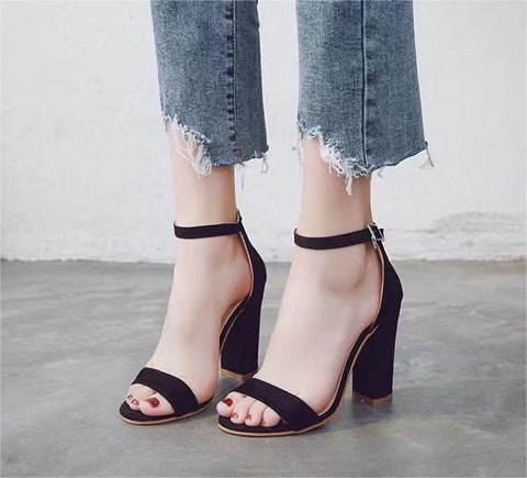 Stylish Staple Faux Nubuck Block Heels