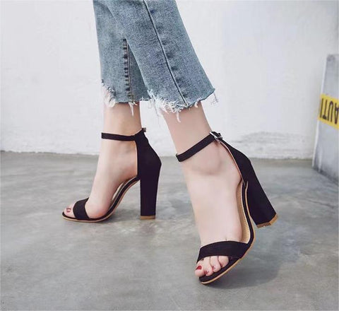 Stylish Staple Faux Nubuck Block Heels