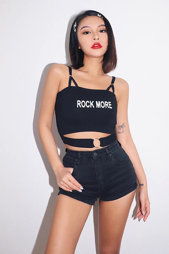 Slant Pocket High Waist Denim Shorts