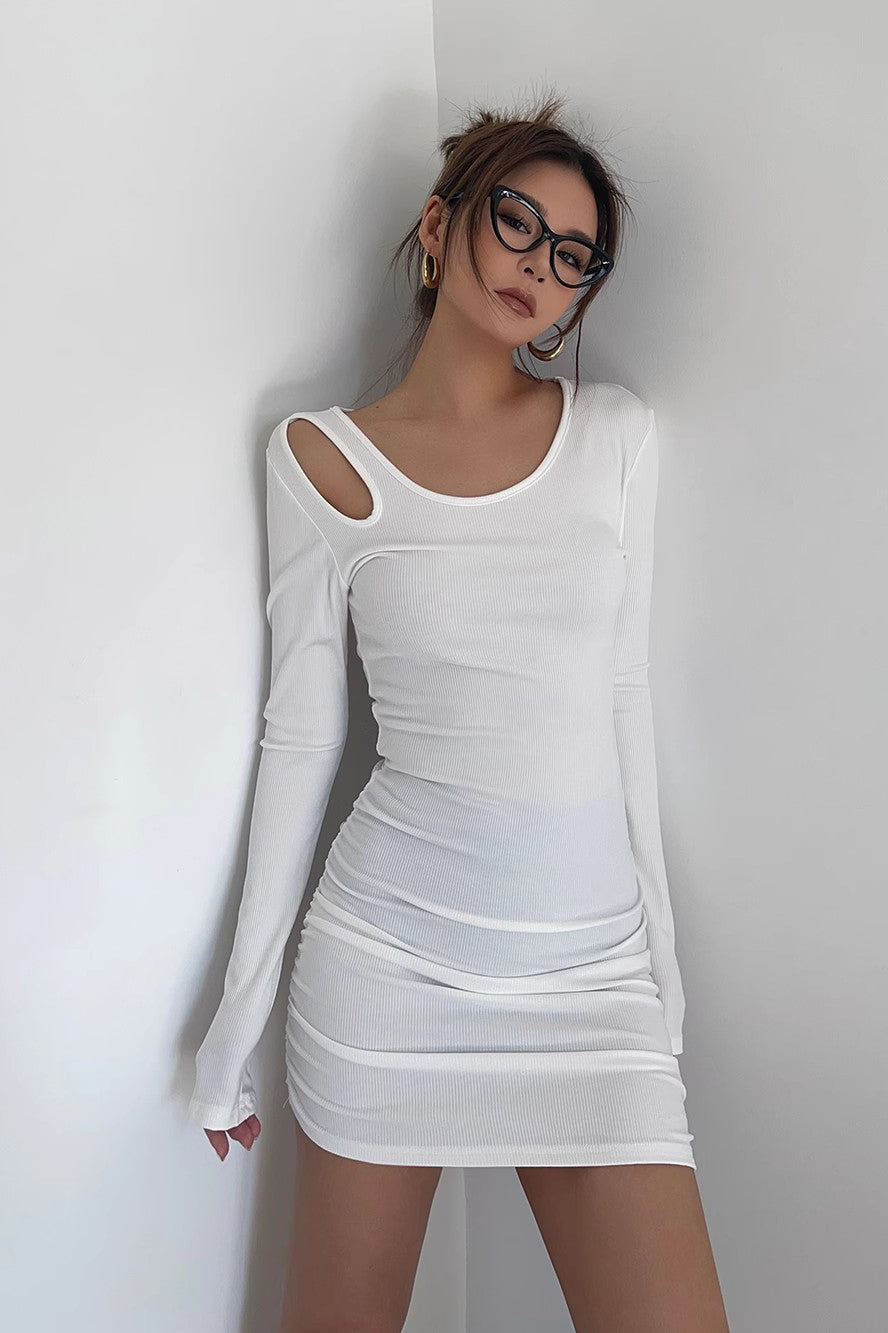 Sexy Ribbed Long Sleeve Bodycon Dress