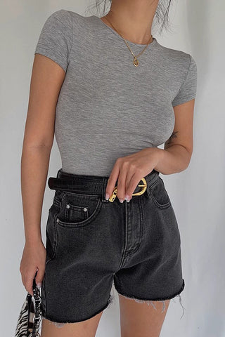 Zip Detail Pocket Side Denim Shorts