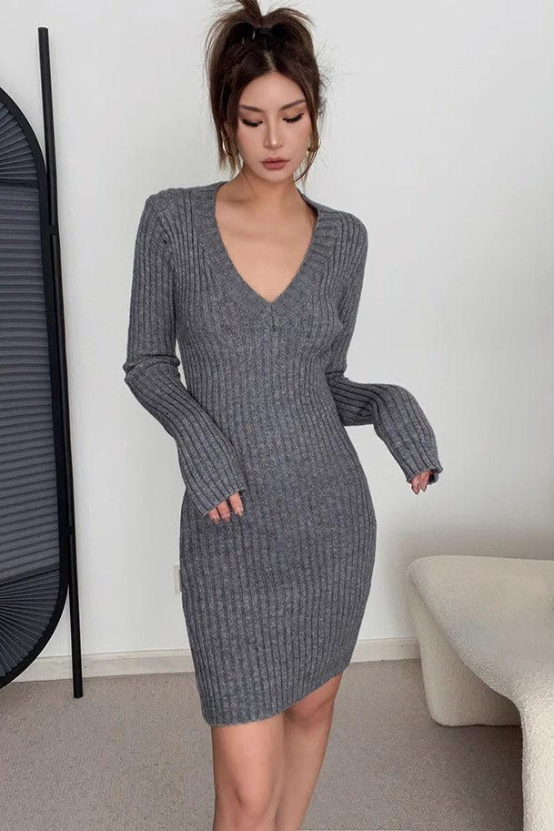 Sexy Ruched Wrap V-Neck Bodycon Dress