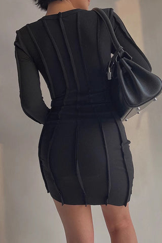 Sexy Long Sleeve Ruched Bodycon Dress