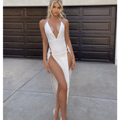 High Slit White Dress