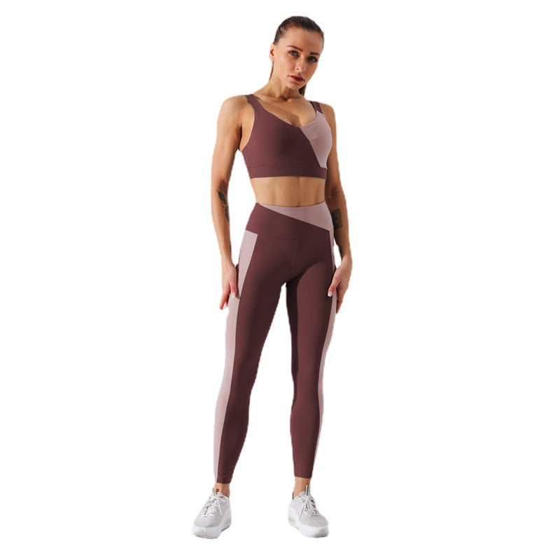 Yin + Yang Sports Bra - Mauve/Cream