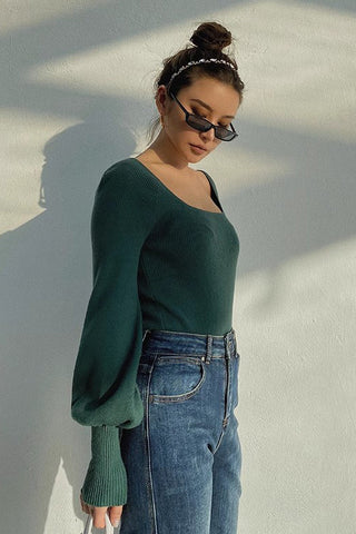 Solid Scoop Neck Ribbed Crop Sweater Tops