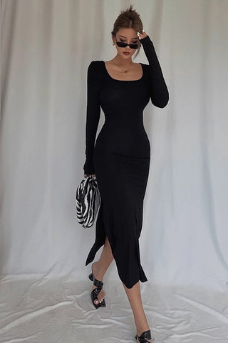 Split Hem Sexy Party Club Bodycon Dress