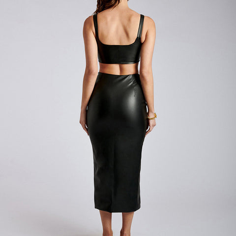 Sleek Stunner High-Slit Midi Skirt