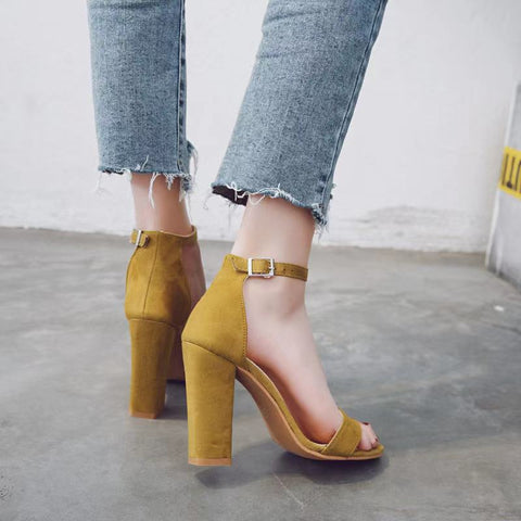 Stylish Staple Faux Nubuck Block Heels