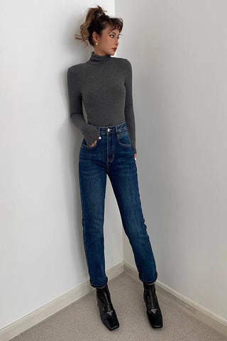 Jeans mit geradem Bein und hoher Taille