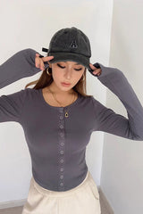 Rib-knit Buttoned Front Shirt