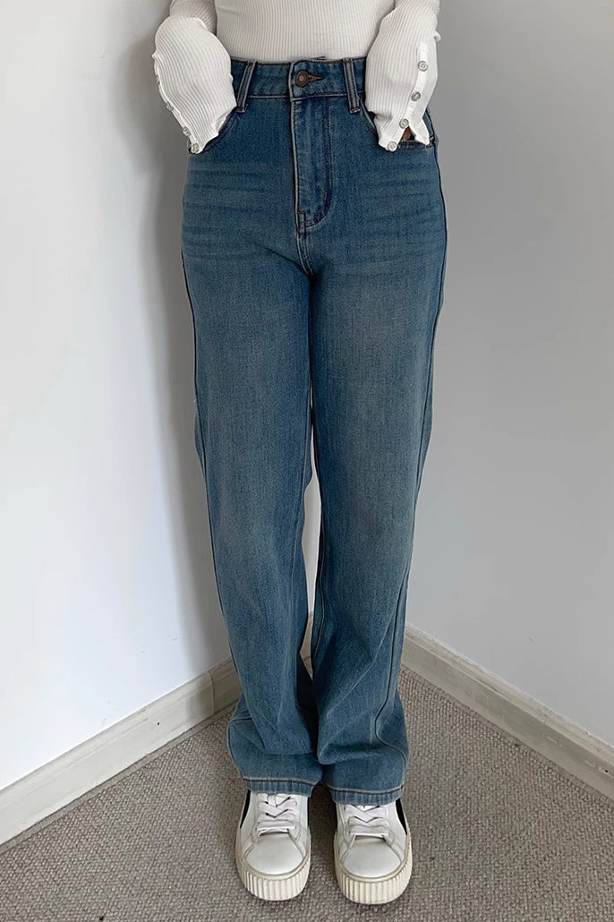 Slant Pocket Straight Leg Jeans