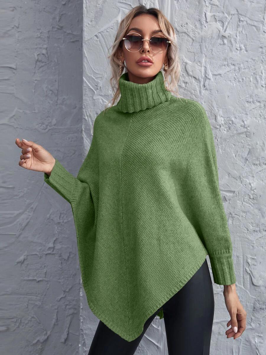 Suzy Turtleneck Tunic Sweater - Olive