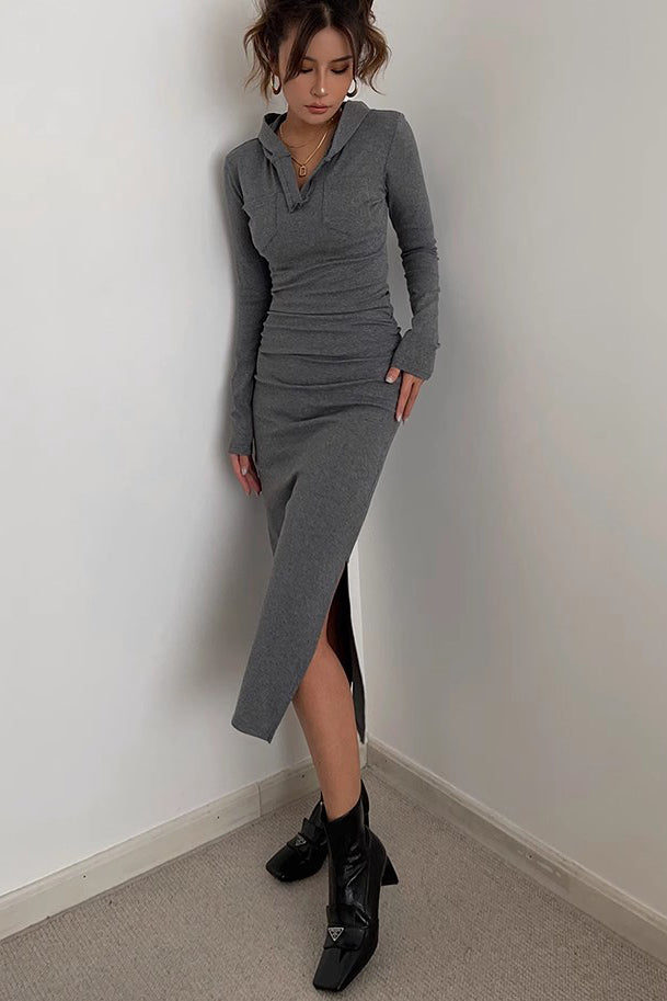 Long Sleeve Sexy Bodycon Dress with Cap