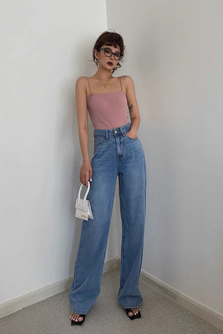 Nature High Waist Straight Leg Jeans