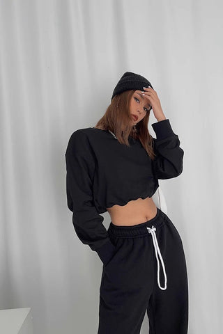 Crew Neck Long Sleeve Crop Sweater