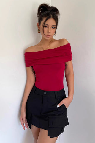 Off Shoulder Fitted Tops Shirt